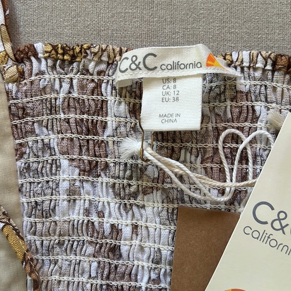 C & C California Linen Floral Top Size 8 - Picture 6 of 12